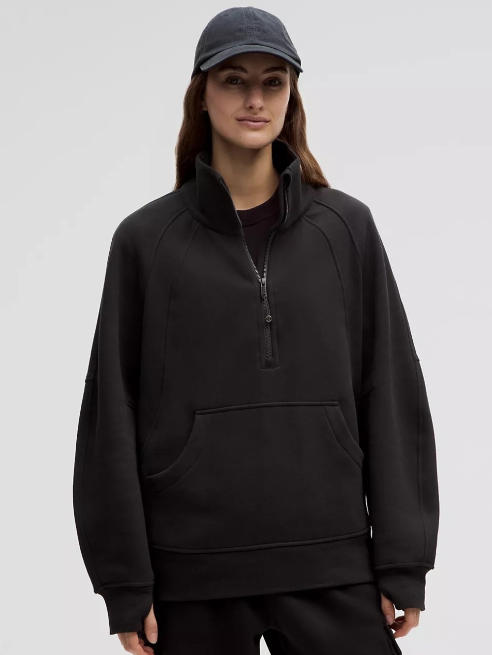 Lululemon Scuba Oversized Funnel Neck Half Zip Long Black XL/XXL NWT Thumbholes - Picture 1 of 9